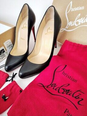 Christian Louboutin Hi Elisa 100 Black Leather Pumps Size 38.5 EU/8.5B US